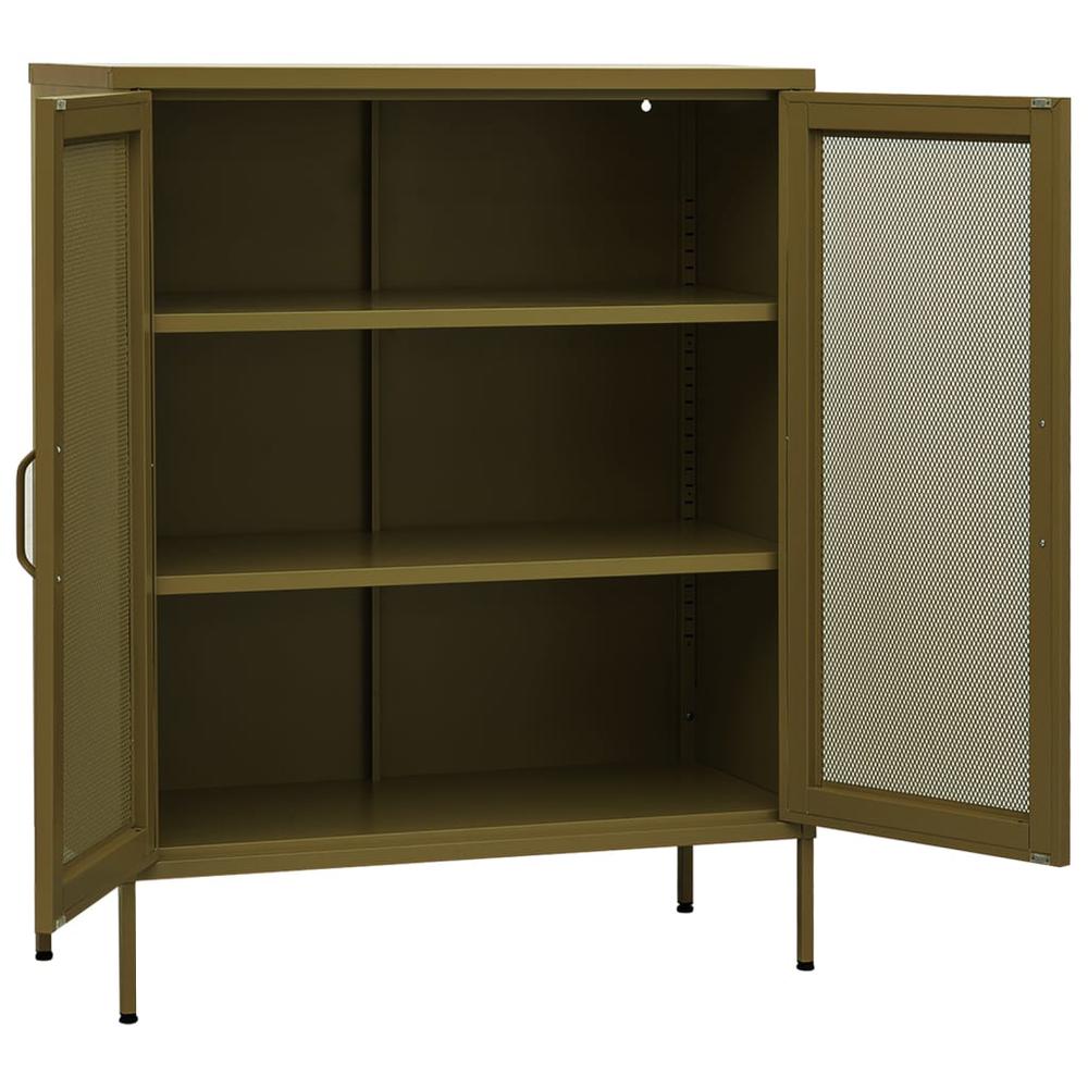 vidaXL Storage Cabinet Olive Green 31.5"x13.8"x40" Steel. Picture 4