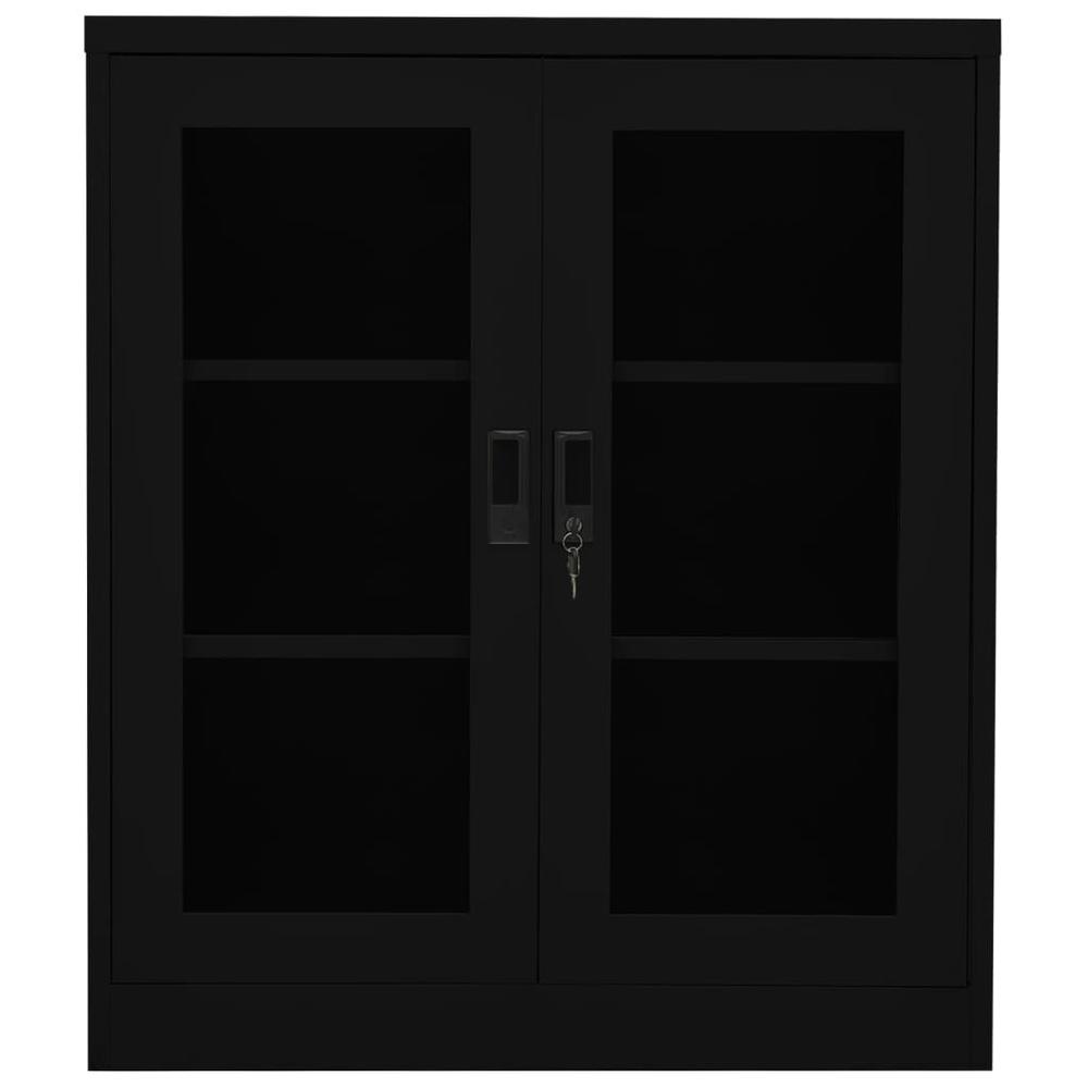 vidaXL Office Cabinet Black 35.4"x15.7"x41.3" Steel. Picture 2