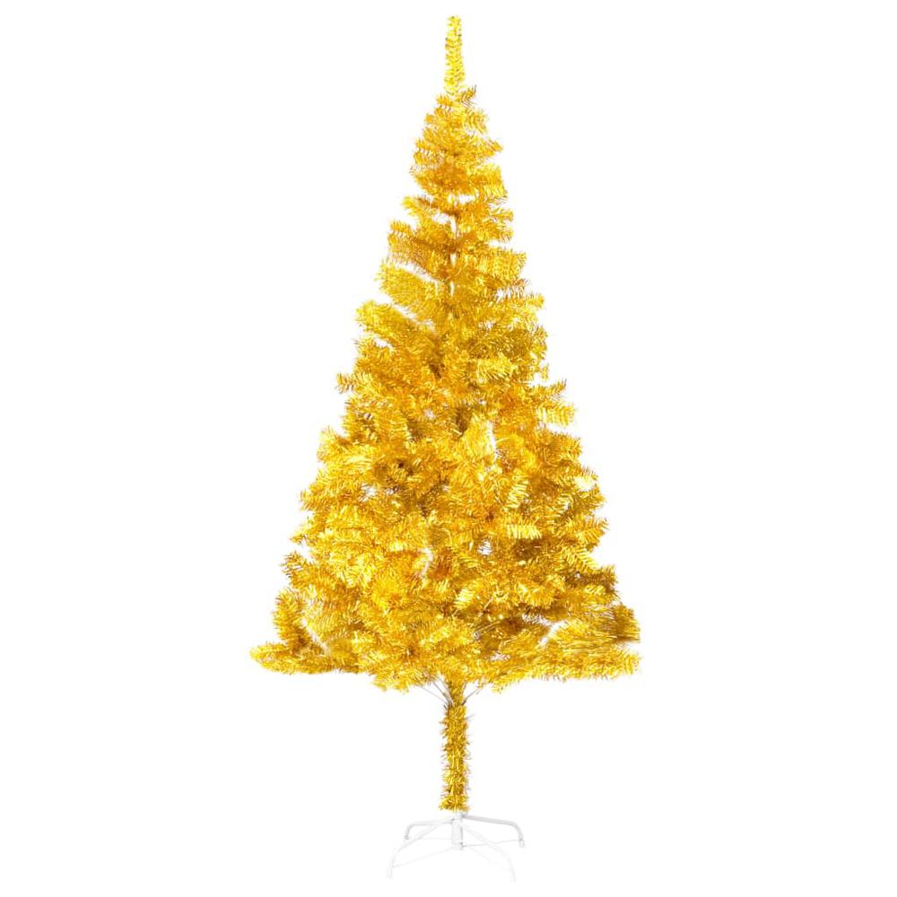 vidaXL Artificial Christmas Tree with LEDs&Ball Set Gold 70.9" PET, 3077605. Picture 2