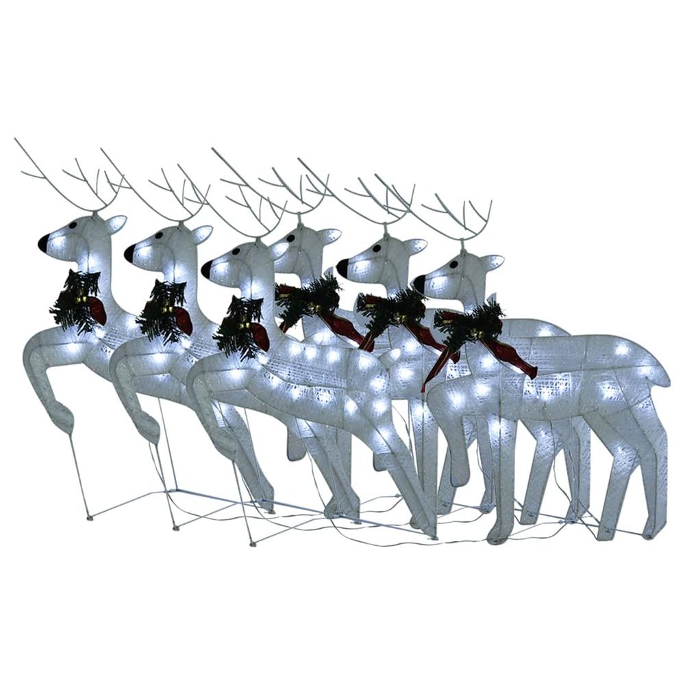 vidaXL Christmas Reindeers 6 pcs White 120 LEDs. Picture 2