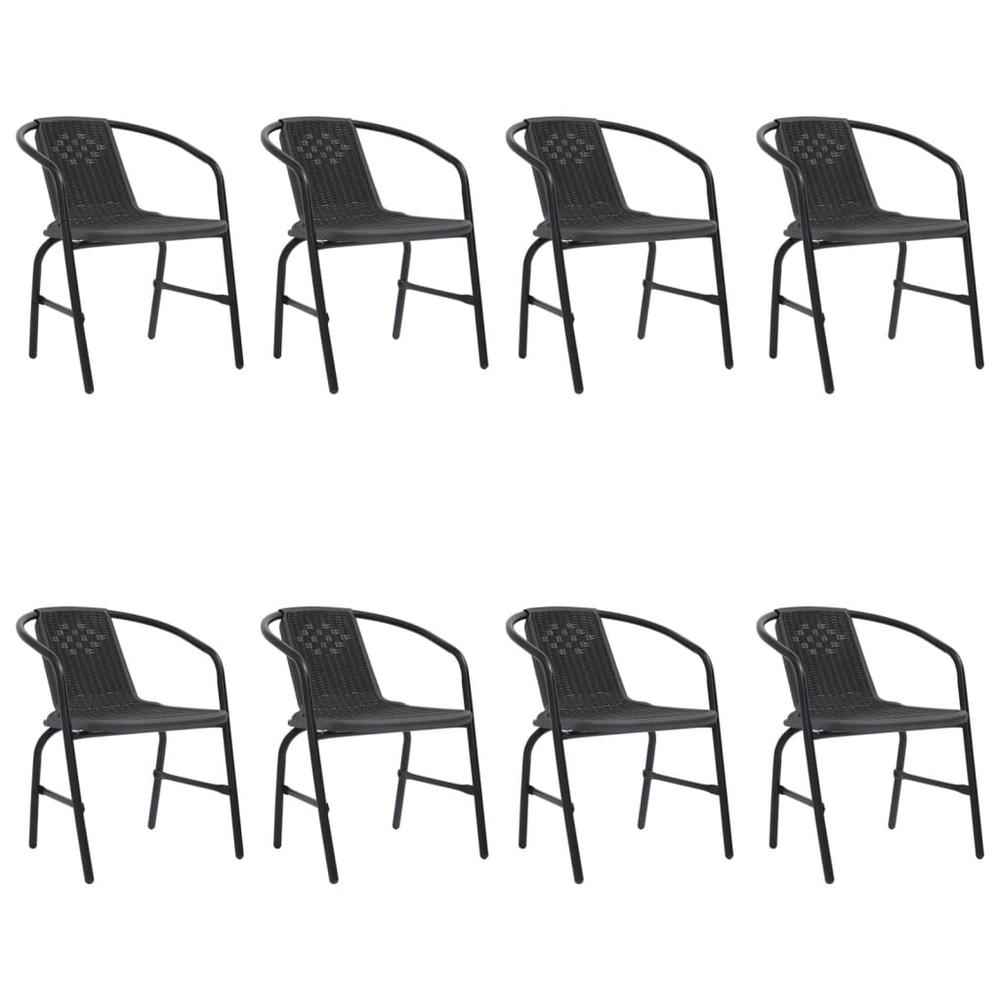 vidaXL Garden Chairs 8 pcs Plastic Rattan and Steel 242.5 lb. Picture 1