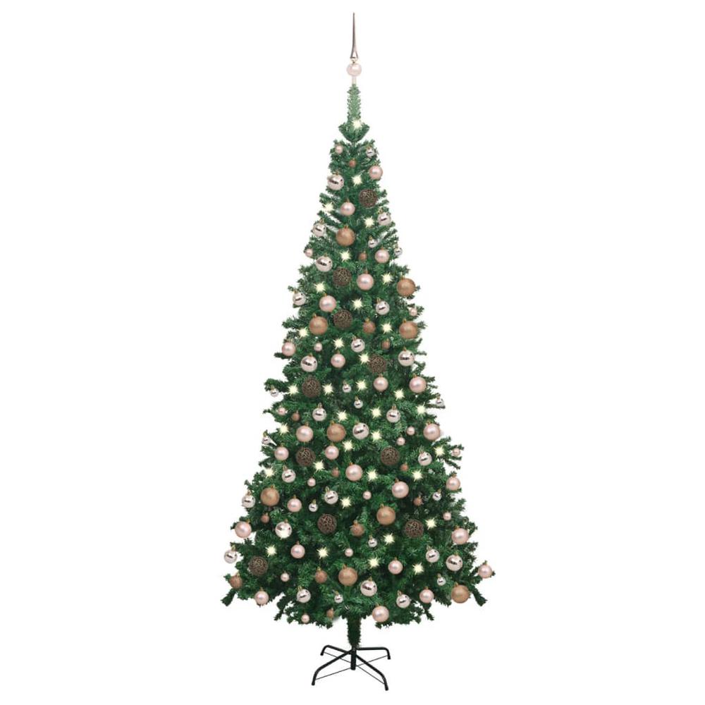 vidaXL Artificial Christmas Tree with LEDs&Ball Set L 94.5" Green, 3077577. The main picture.