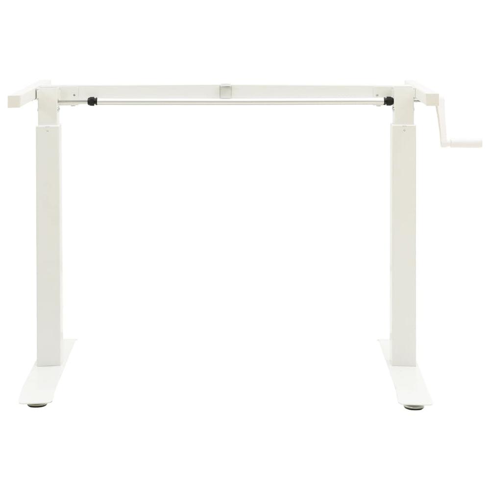 vidaXL Manual Height Adjustable Standing Desk Frame Hand Crank White. Picture 3