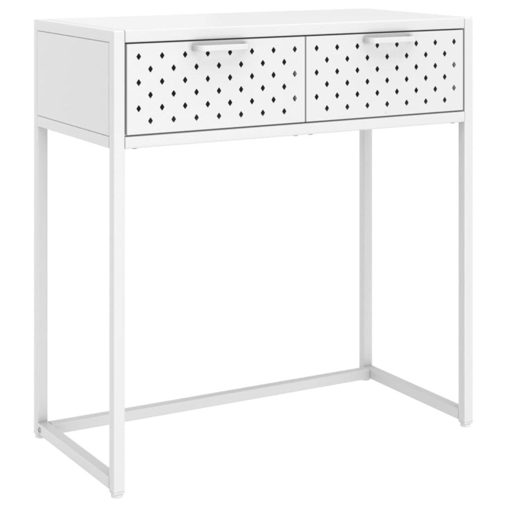 vidaXL Console Table White 28.3"x13.8"x29.5" Steel. Picture 2