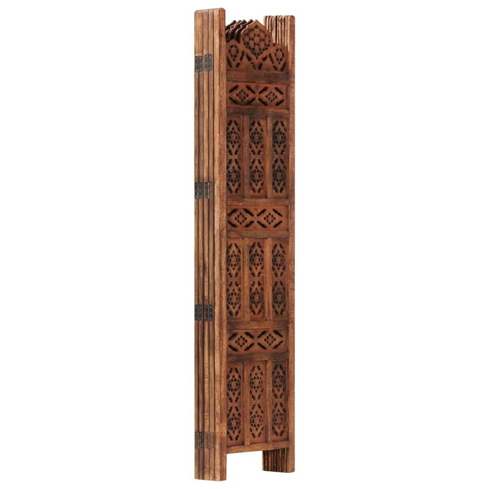vidaXL Hand carved 5-Panel Room Divider Brown 78.7"x65" Solid Mango Wood, 285326. Picture 2