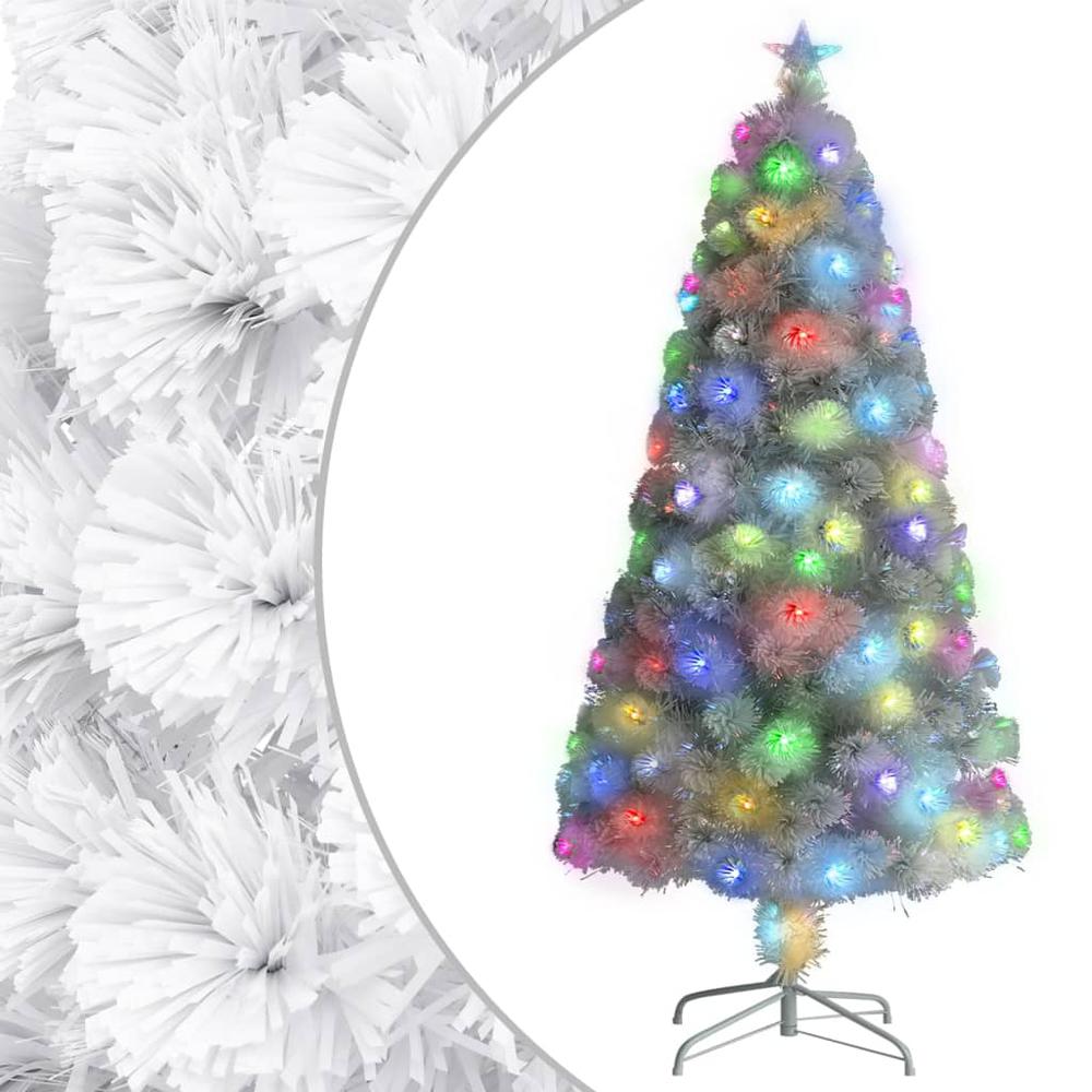 vidaXL Artificial Christmas Tree with LED White 47.2" Fiber Optic. Picture 1