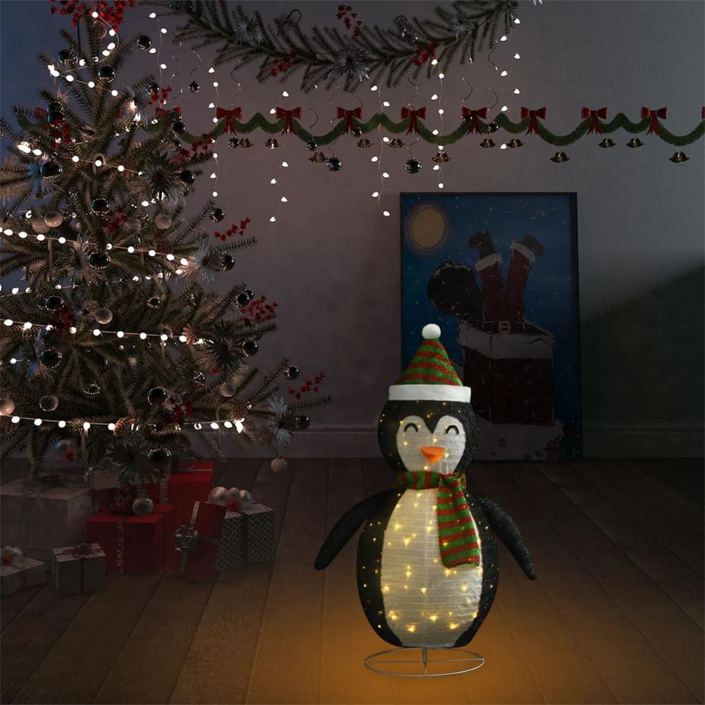 vidaXL Decorative Christmas Snow Penguin Figure LED Luxury Fabric 23.6". Picture 3