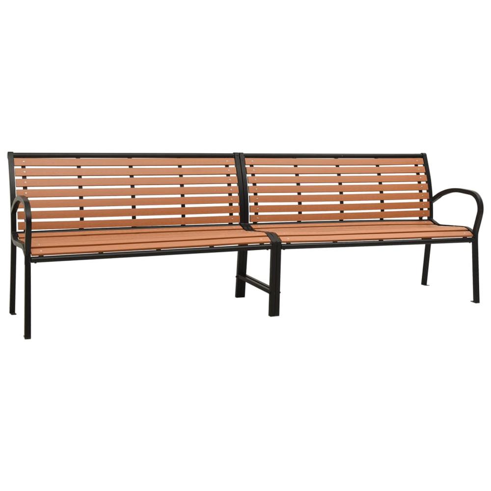 vidaXL Twin Patio Bench 98.8" Steel and WPC. Picture 2