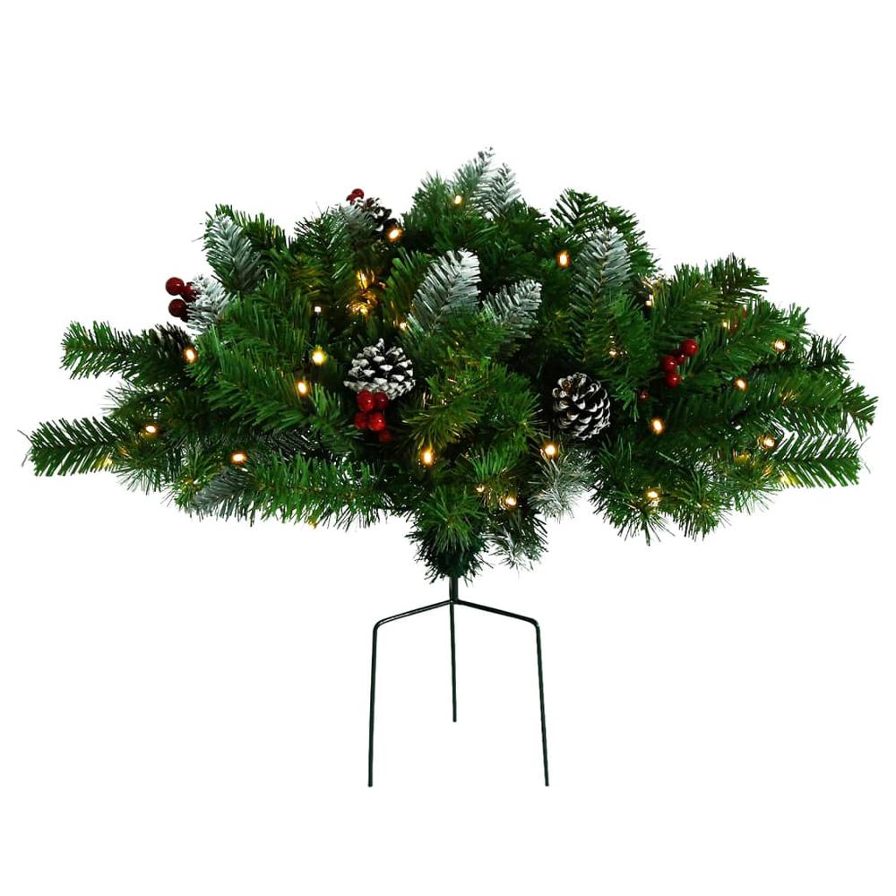 vidaXL Artificial Pathway Christmas Tree with LEDs Green 15.7" PVC. Picture 2