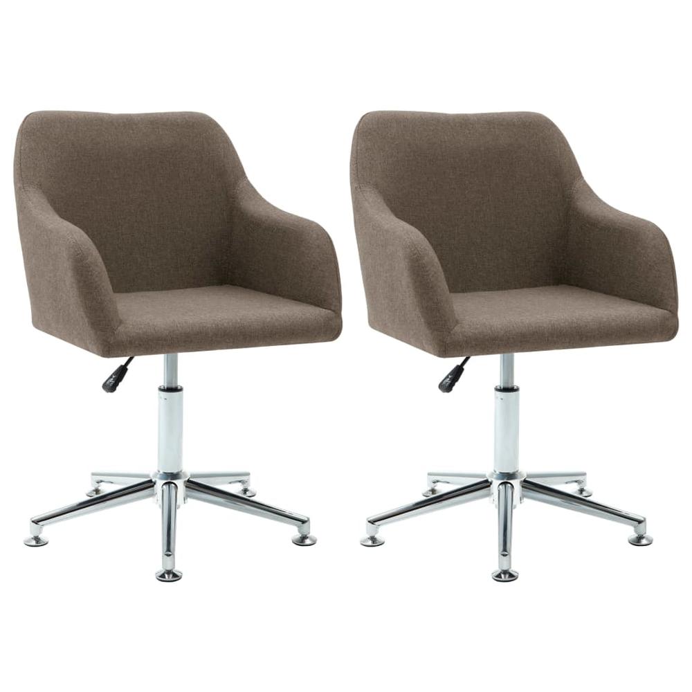 vidaXL Swivel Dining Chairs 2 pcs Taupe Fabric. Picture 1