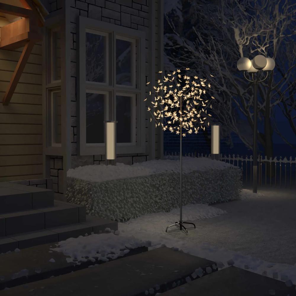 vidaXL Christmas Tree 200 LEDs Warm White Light Cherry Blossom 70.9". Picture 1