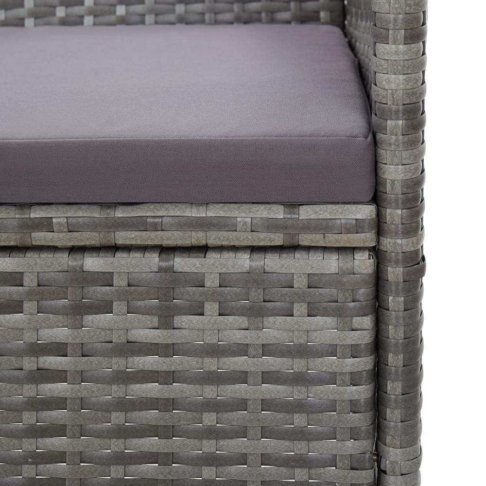vidaXL 2 Piece Patio Lounge Set with Cushion Poly Rattan Gray, 3059324. Picture 11