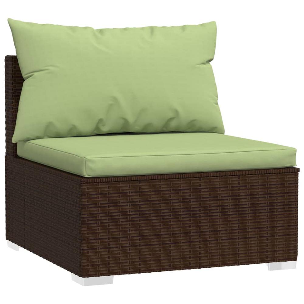vidaXL 10 Piece Patio Lounge Set with Cushions Brown Poly Rattan, 3102012. Picture 3