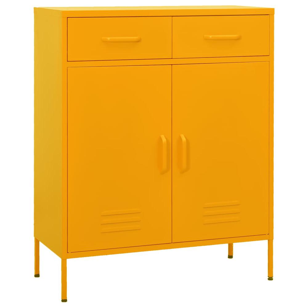 vidaXL Storage Cabinet Mustard Yellow 31.5"x13.8"x40" Steel, 336155. Picture 1