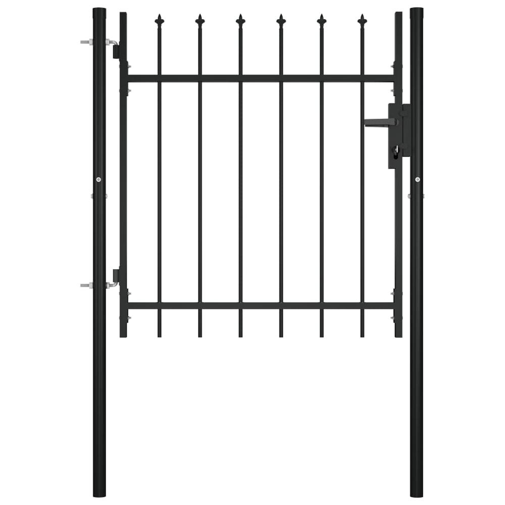 vidaXL Door Fence Gate with Spear Top 39.4"x29.5". Picture 1