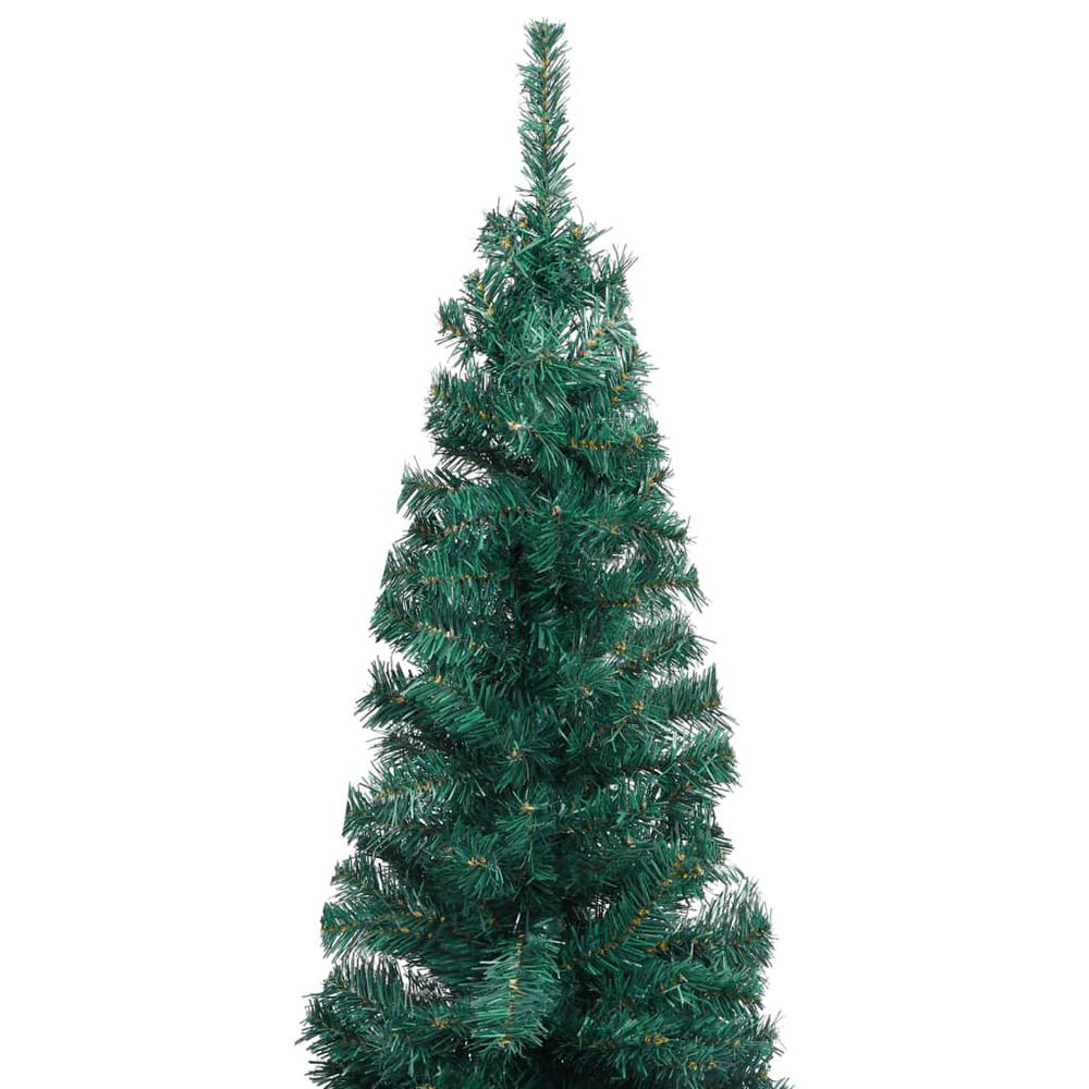 vidaXL Slim Artificial Christmas Tree with LEDs&Ball Set Green 47.2", 3077802. Picture 3