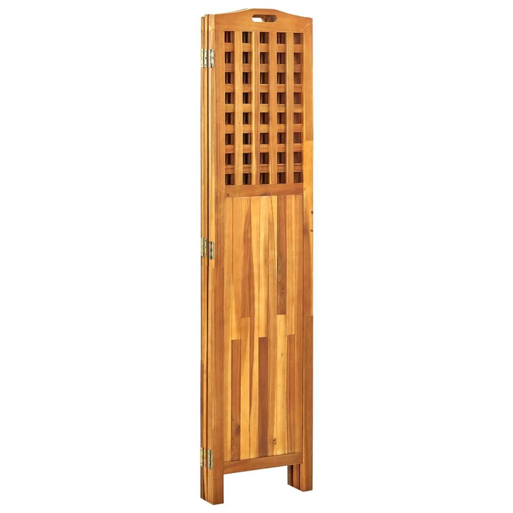 vidaXL 4-Panel Room Divider 63.4"x0.8"x66.9" Solid Acacia Wood. Picture 4