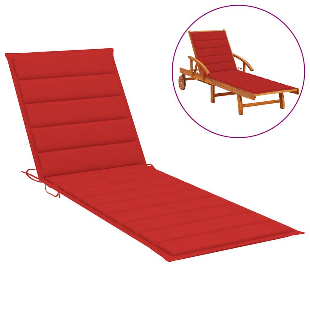 vidaXL Sun Lounger Cushion Red 78.7"x27.6"x1.2" Fabric. Picture 1