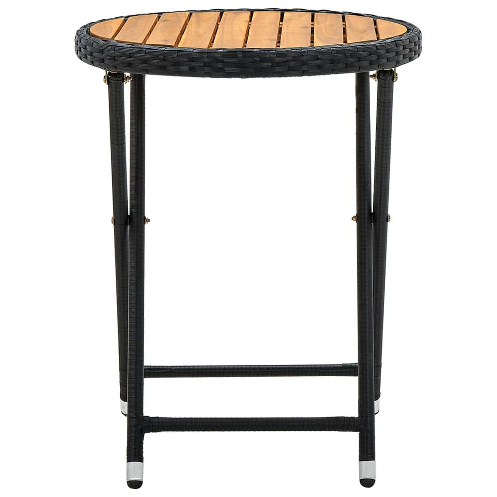 vidaXL Tea Table Black 23.6" Poly Rattan and Solid Acacia Wood. Picture 3