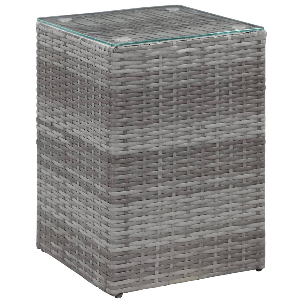 vidaXL Side Tables 3 pcs with Glass Top Gray Poly Rattan, 46985. Picture 3