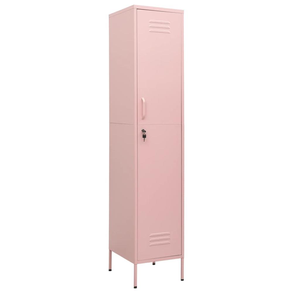vidaXL Locker Cabinet Pink 13.8"x18.1"x70.9" Steel. Picture 2