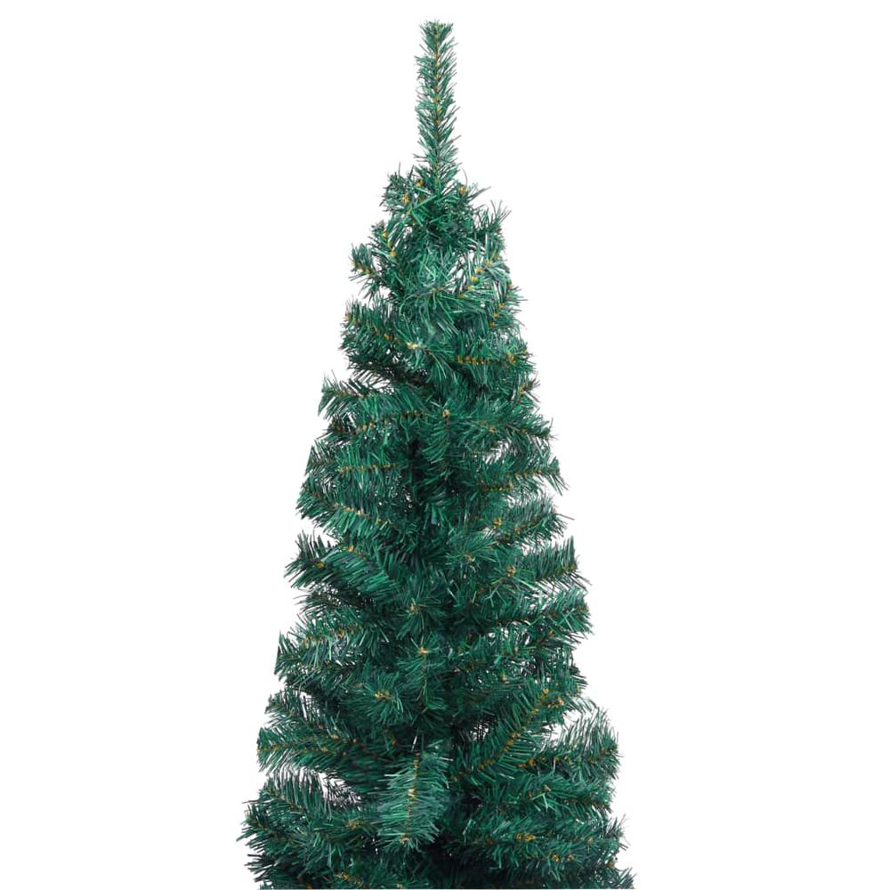 vidaXL Slim Artificial Christmas Tree with LEDs&Ball Set Green 94.5", 3077902. Picture 3