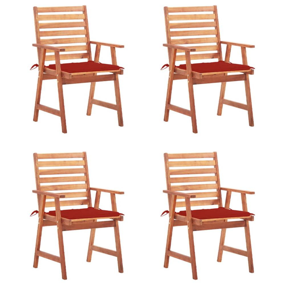 vidaXL Patio Dining Chairs 4 pcs with Cushions Solid Acacia Wood, 3078326. Picture 1