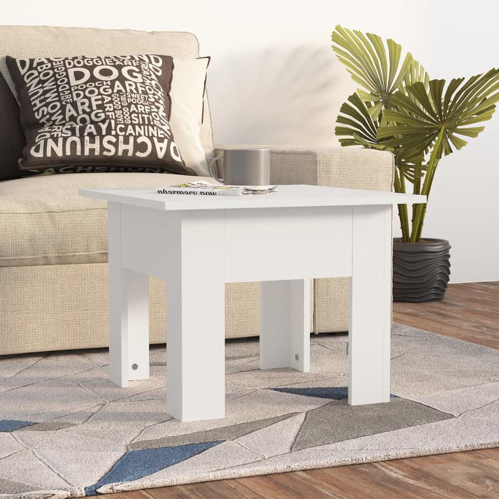 vidaXL Coffee Table White 21.7"x21.7"x16.5" Engineered Wood. Picture 1
