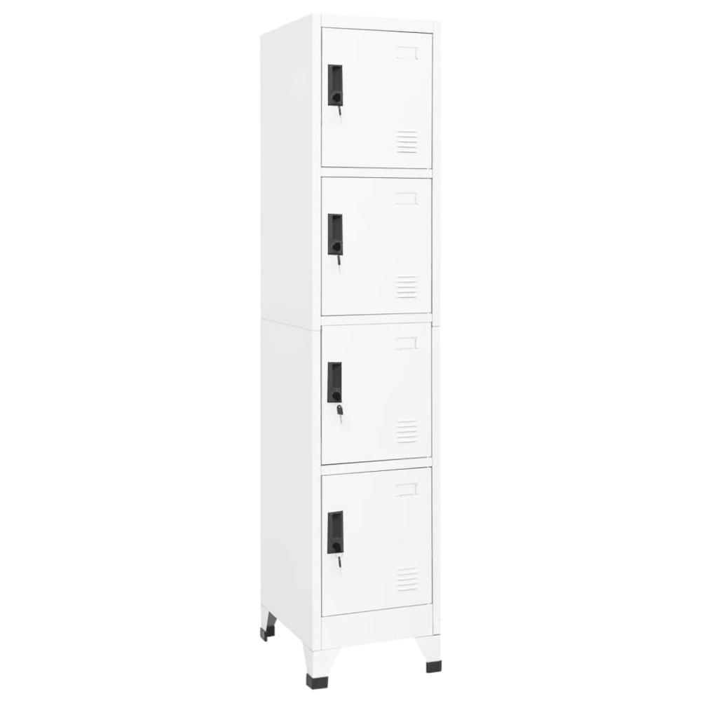 vidaXL Locker Cabinet White 15"x17.7"x70.9" Steel, 339784. Picture 1
