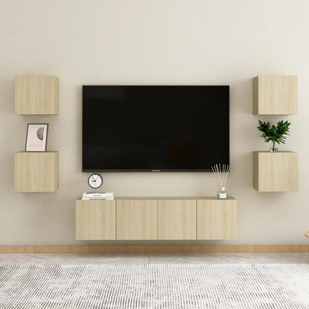 vidaXL Bedside Cabinets 2 pcs Sonoma Oak 12"x11.8"x11.8" Engineered Wood. Picture 3