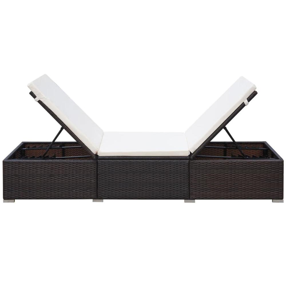vidaXL Sun Lounger with Cushion Poly Rattan Brown, 44403. Picture 4