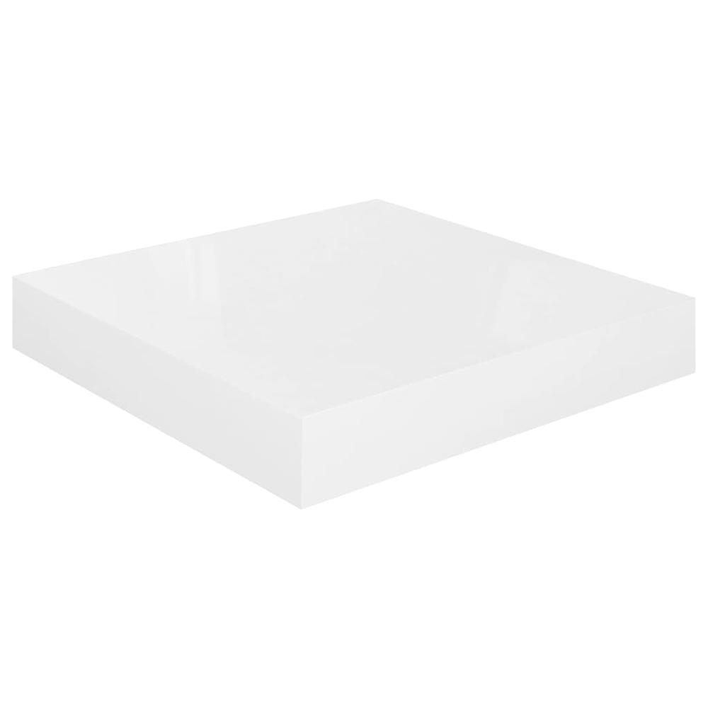 vidaXL Floating Wall Shelves 4 pcs High Gloss White 9.1"x9.3"x1.5" MDF. Picture 4