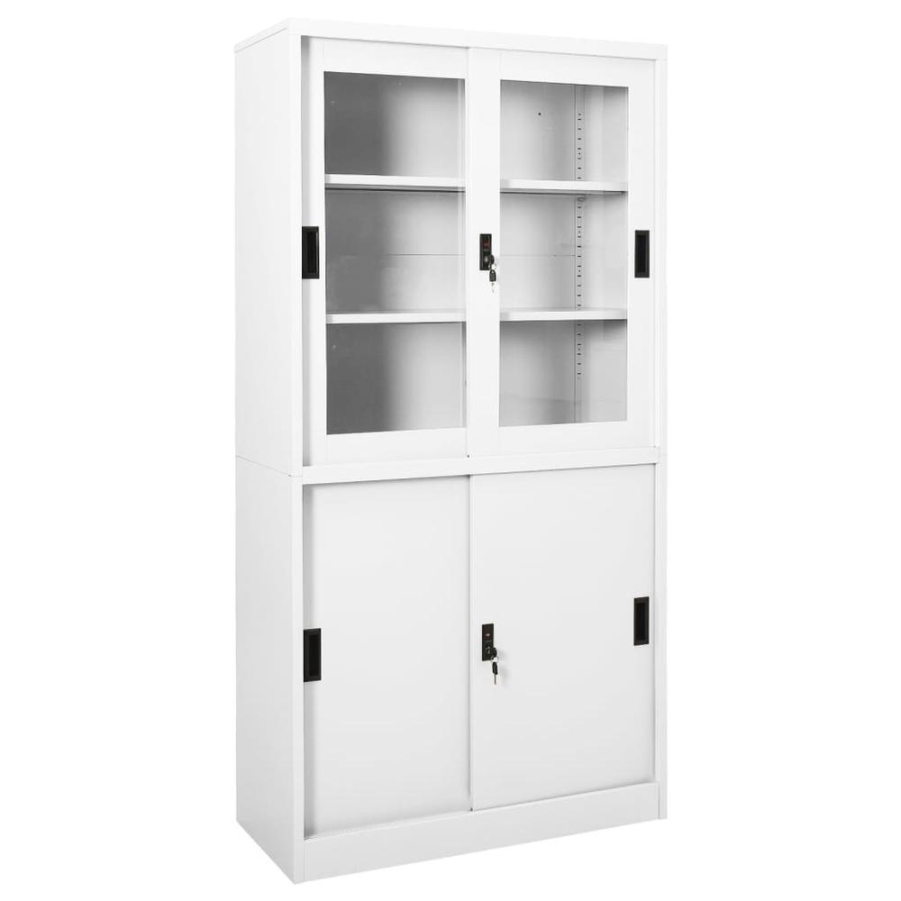 vidaXL Office Cabinet with Sliding Door White 35.4"x15.7"x70.9" Steel, 335962. Picture 1