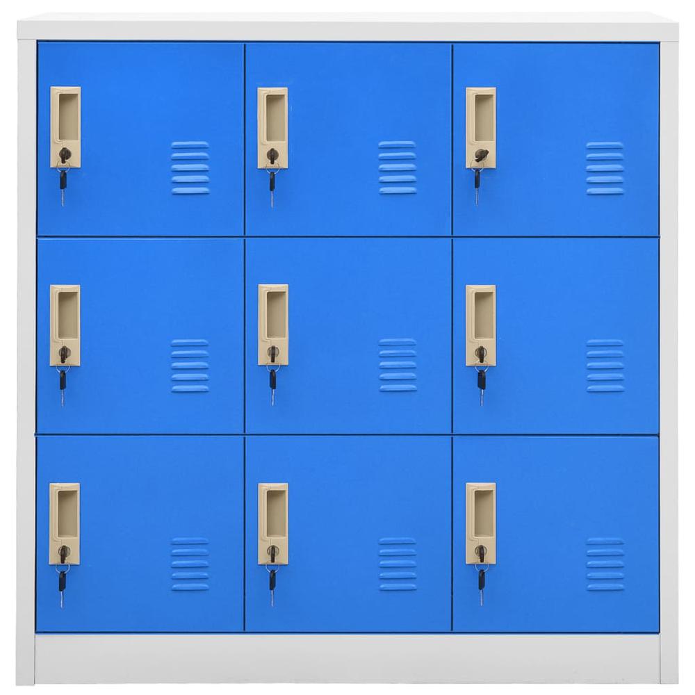 vidaXL Locker Cabinets 2 pcs Light Gray and Blue 35.4"x17.7"x36.4" Steel. Picture 3