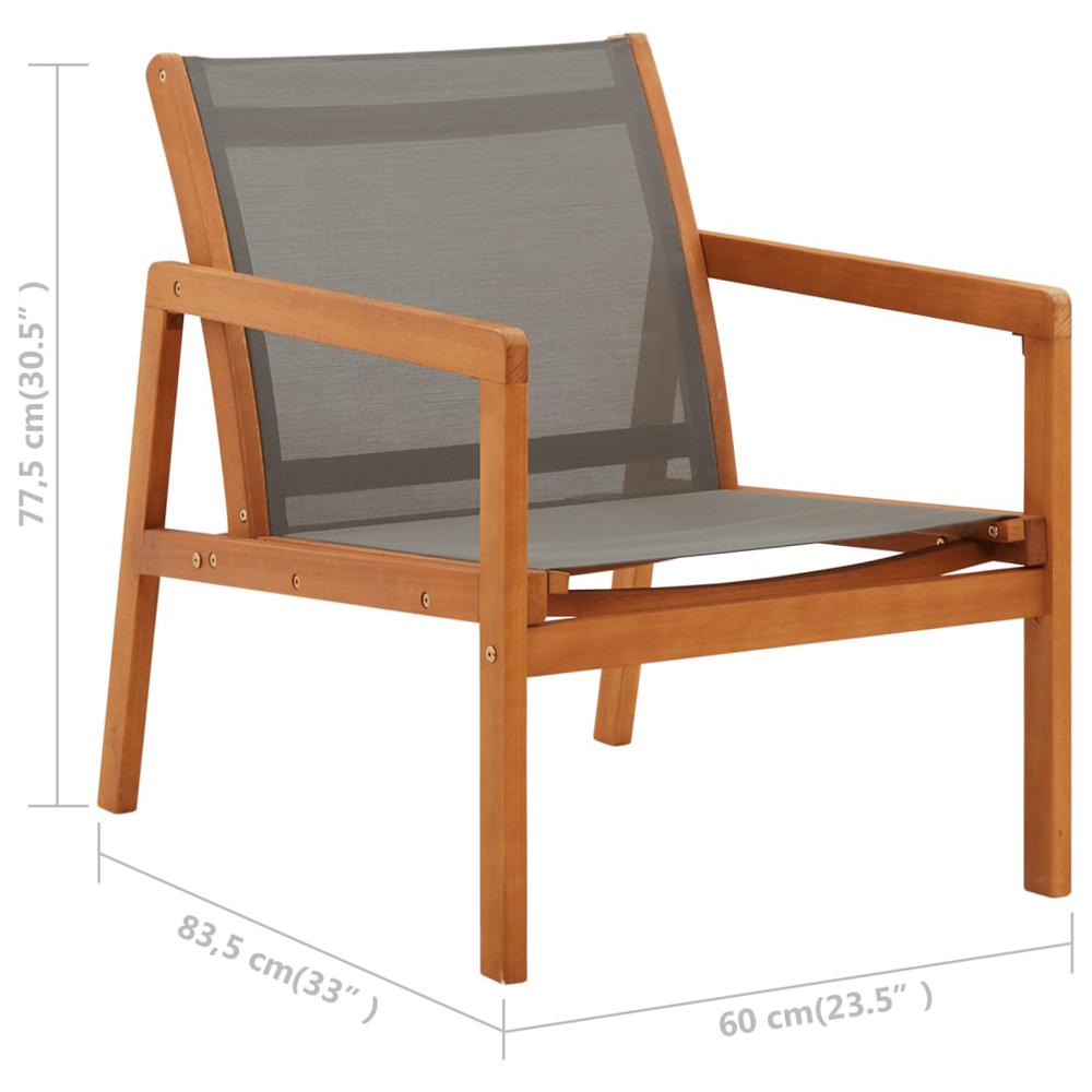 vidaXL Patio Chair with Footrest Solid Eucalyptus Wood&Textilene, 316125. Picture 11