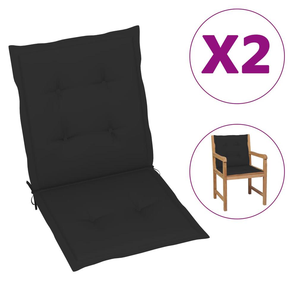 vidaXL Garden Chair Cushions 2 pcs Black 39.4"x19.7"x1.2". Picture 1