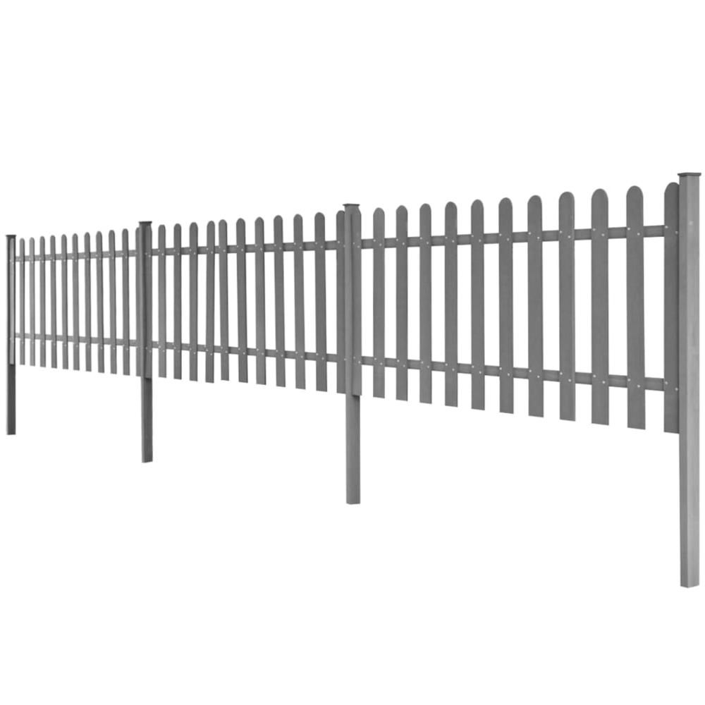 vidaXL Picket Fence with Posts 3 pcs WPC 236.2"x23.6". Picture 2
