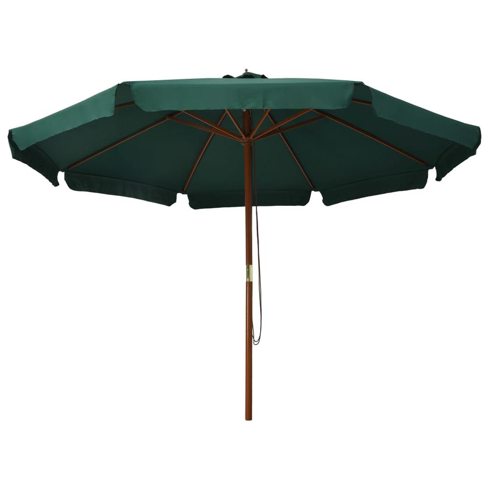 vidaXL Outdoor Parasol with Wooden Pole 129.9" Green. Picture 2