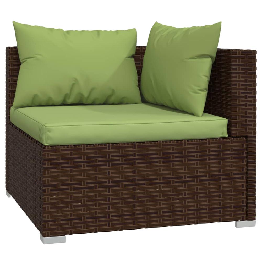 vidaXL 7 Piece Patio Lounge Set with Cushions Poly Rattan Brown, 3101948. Picture 4