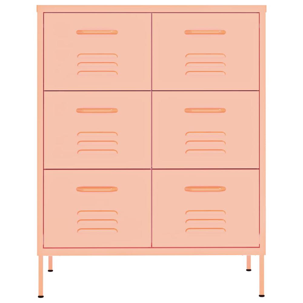 vidaXL Drawer Cabinet Pink 31.5"x13.8"x40" Steel. Picture 3