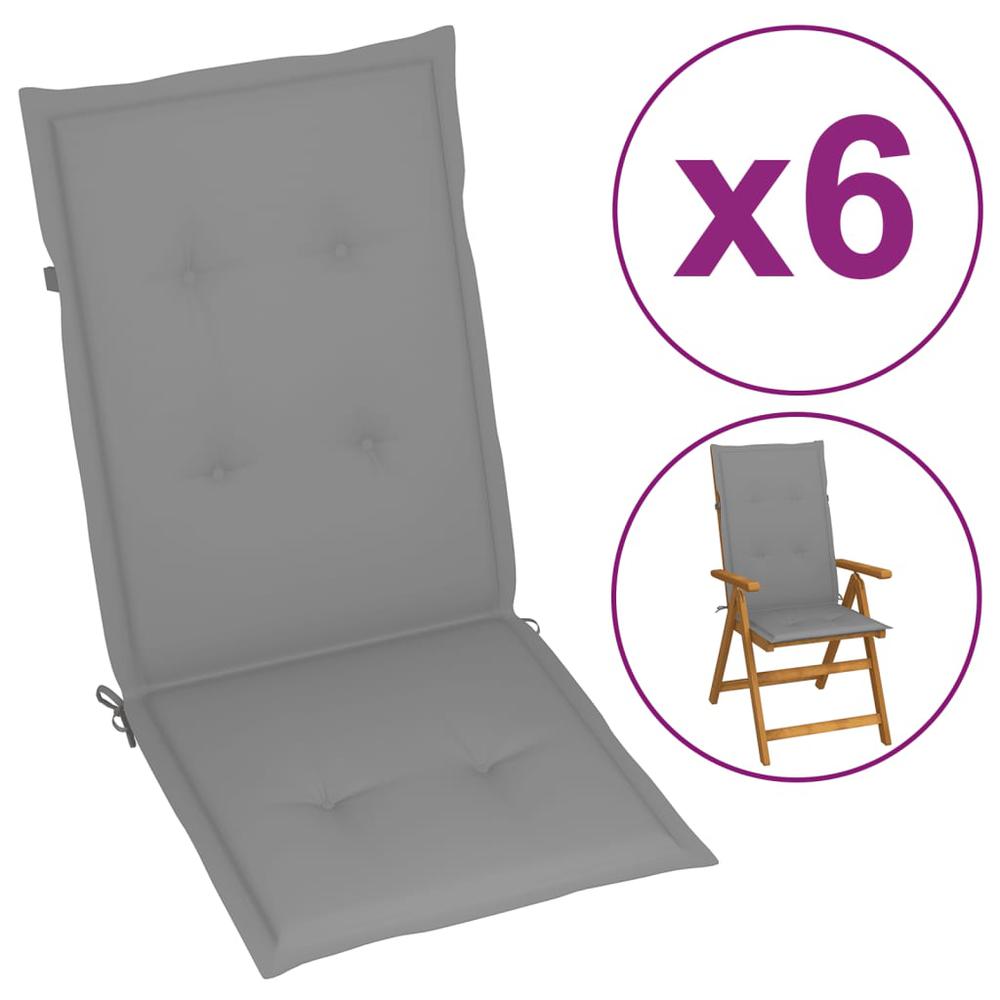 vidaXL Garden Chair Cushions 6 pcs Gray 47.2"x19.7"x1.2". Picture 1