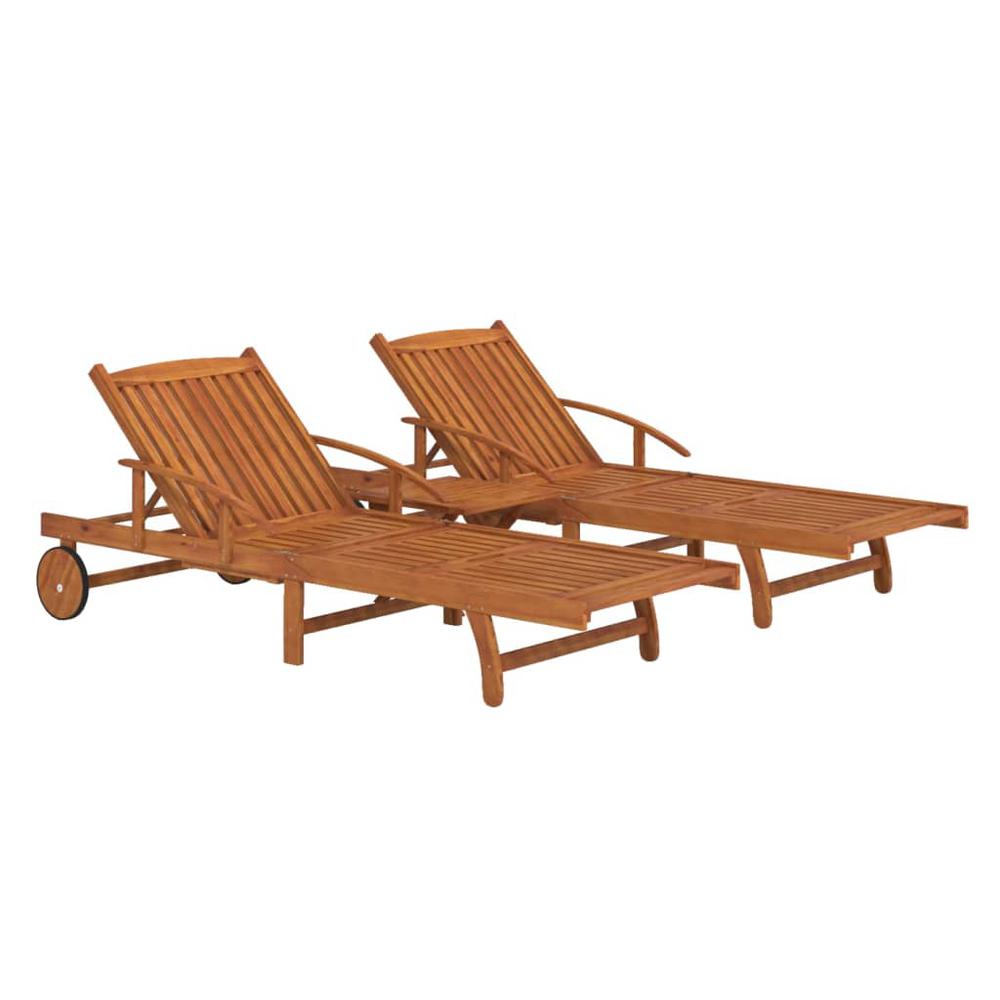 vidaXL 2 Piece Sunlounger Set with Table Solid Wood Acacia. Picture 2