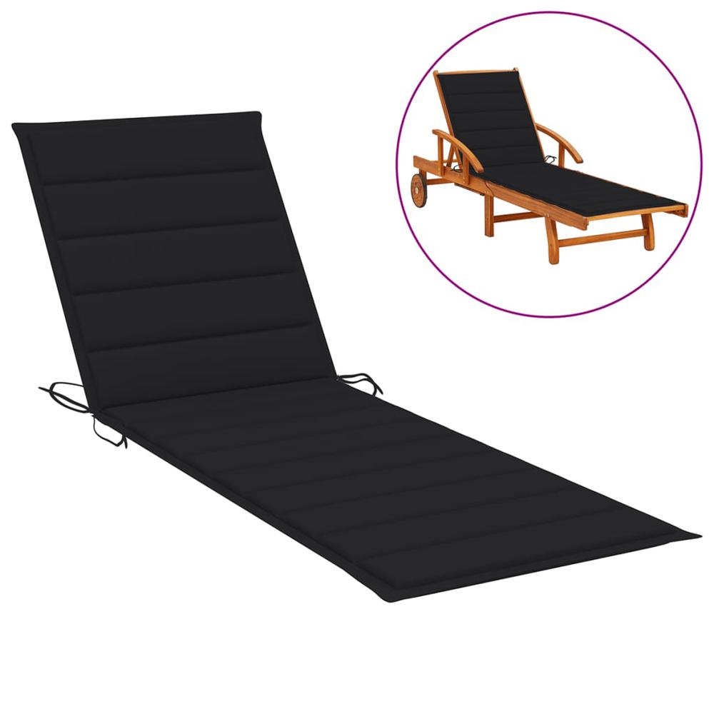 vidaXL Sun Lounger Cushion Black 78.7"x27.6"x1.2" Fabric. Picture 1