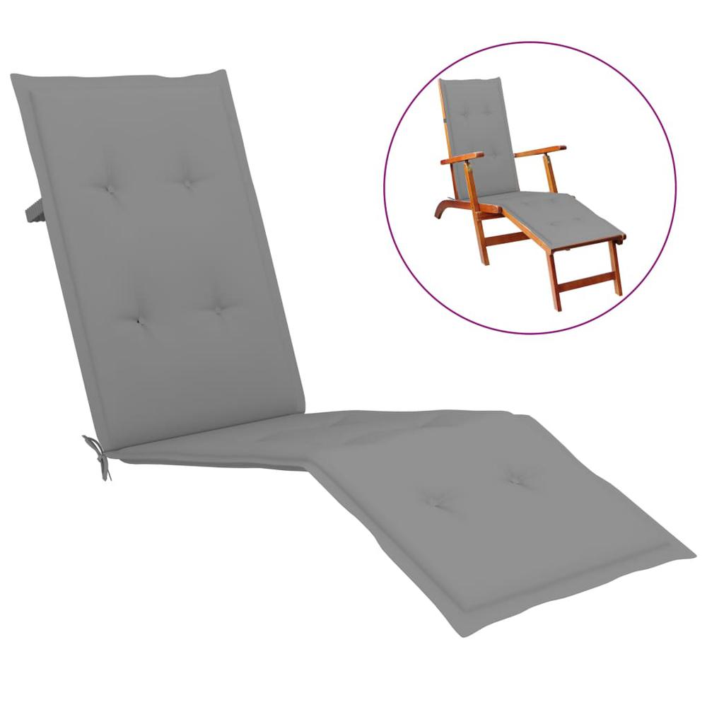 vidaXL Deck Chair Cushion Gray (29.5"+41.3")x19.7"x1.2". Picture 1