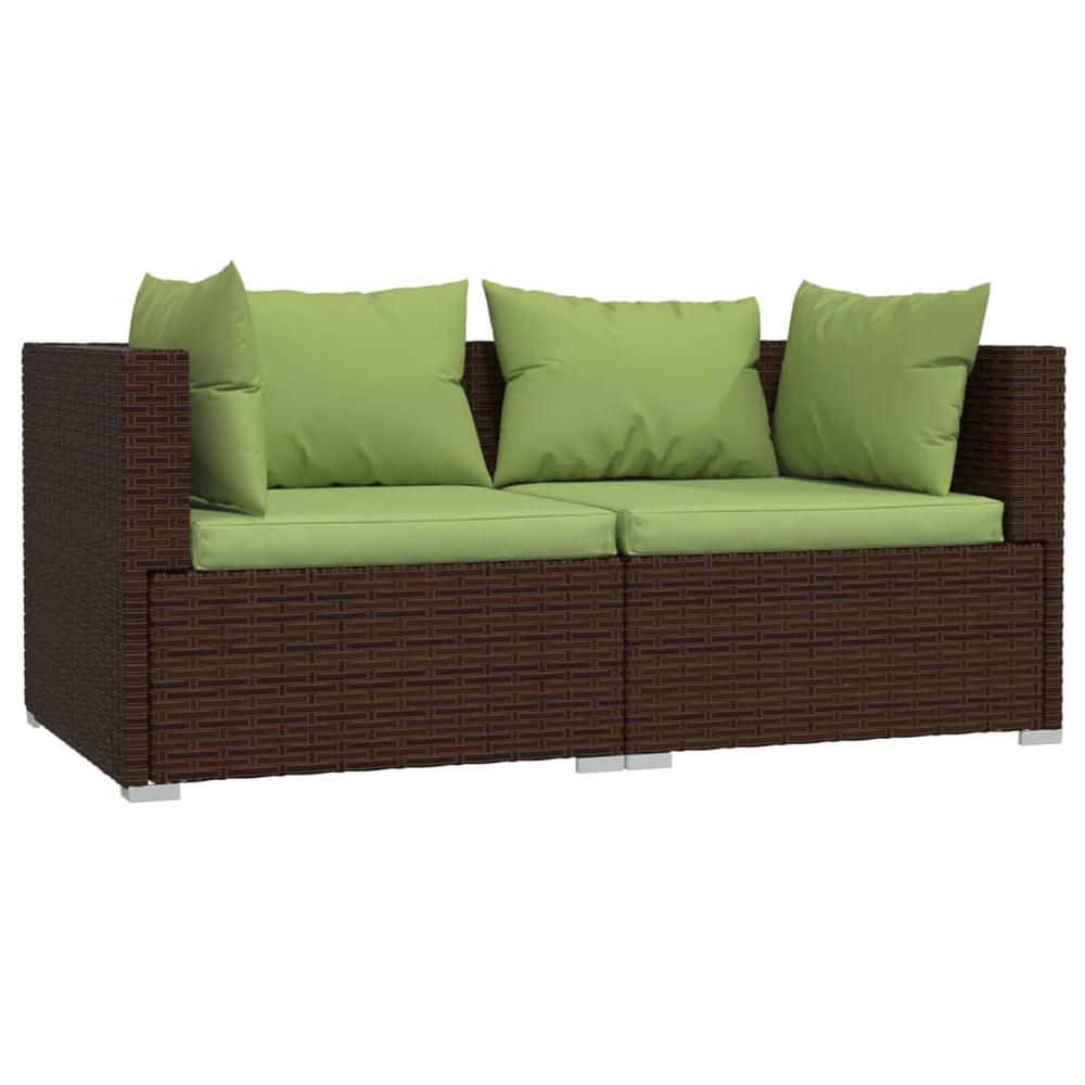 vidaXL 3 Piece Patio Lounge Set with Cushions Brown Poly Rattan, 317554. Picture 3