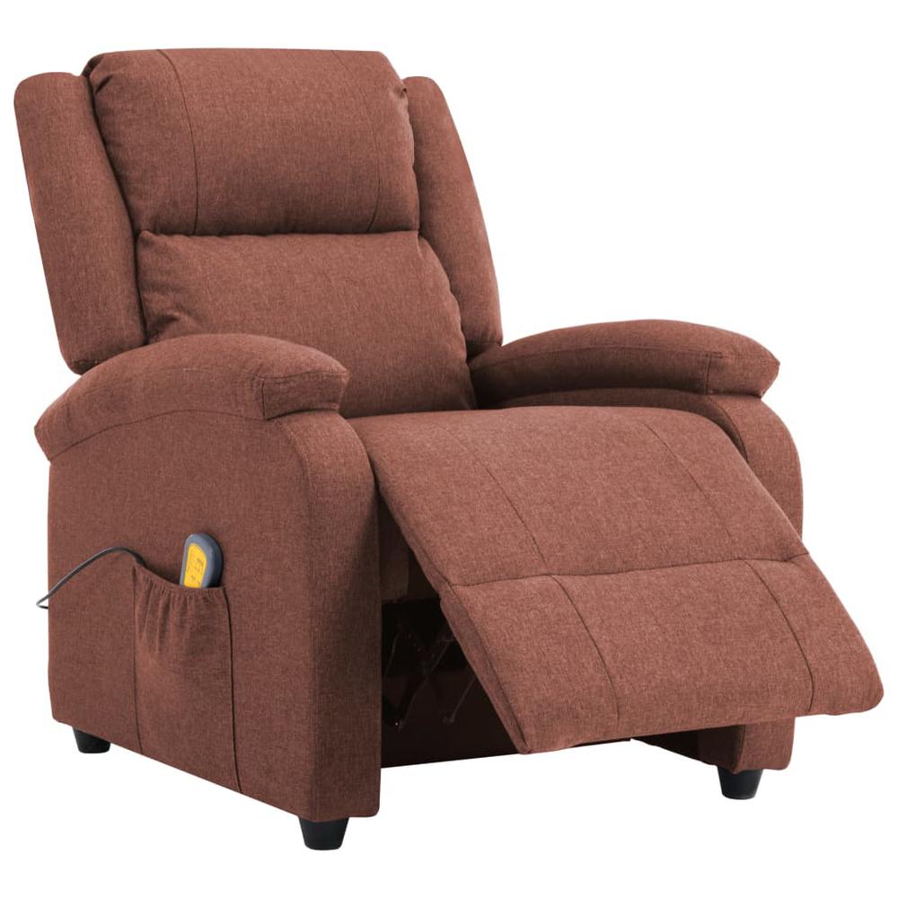 vidaXL Electric Massage Recliner Brown Fabric, 3074011. Picture 3