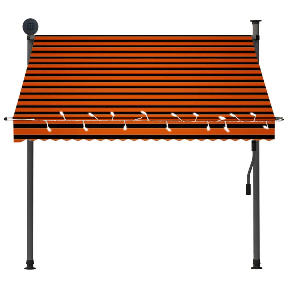 vidaXL Manual Retractable Awning with LED 78.7" Orange and Brown. Picture 3