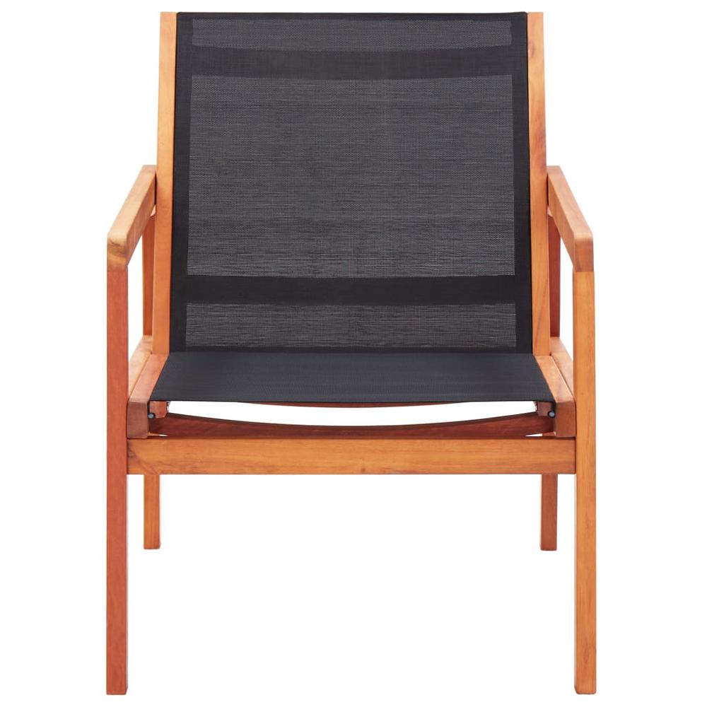 vidaXL Patio Lounge Chair Black Solid Eucalyptus Wood and Textilene, 316128. Picture 2