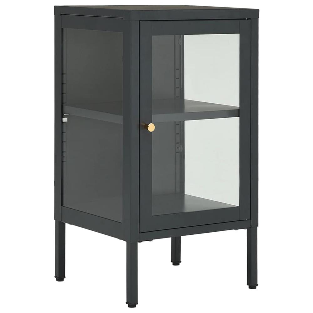 vidaXL Sideboard Anthracite 15"x13.8"x27.6" Steel and Glass. Picture 2