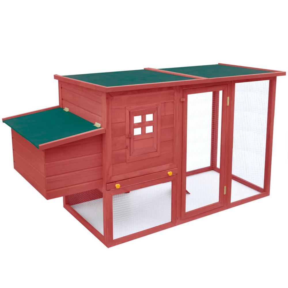 vidaXL Outdoor Chicken Cage Hen House with 1 Egg Cage Red Wood. Picture 1